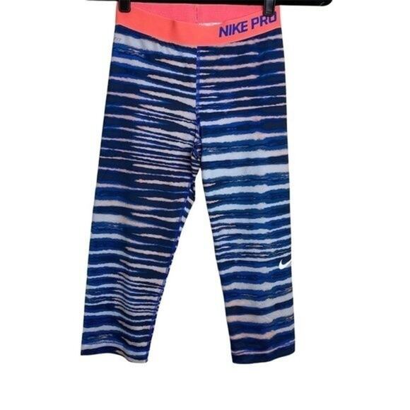 Nike Pro Blue Spandex Crops Small - Picture 1 of 8